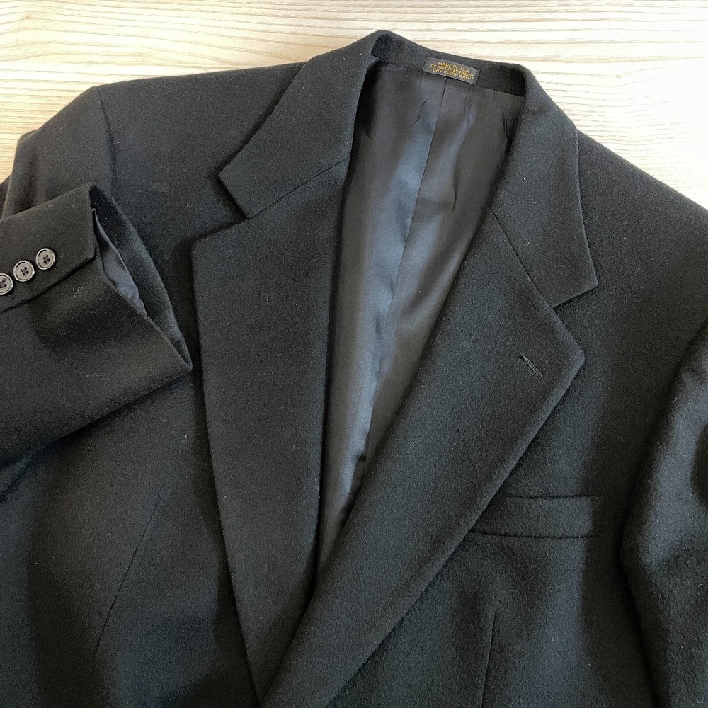 Rogers Scott Mens 42R Blazer 100% Cashmere Sport Coat Black Made in USA 2-Button